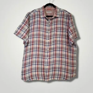 Camicia Tommy Bahama uomo XL maniche corte misto lino classica tartan a quadri - Foto 1 di 8