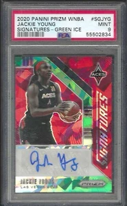 JACKIE YOUNG 2020 PANINI PRIZM WNBA GREEN ICE PRIZM AUTO PSA 9 MINT POP 3 - Picture 1 of 2