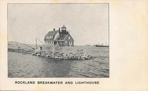 Souvenir of Rockland ME Breakwater & Lighthouse Dual Views Postcard - Picture 1 of 2