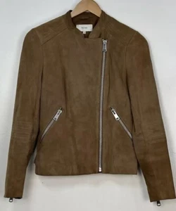 Reiss Women’s Brown Suede Biker Riding Jacket Size UK8 VGC - Picture 1 of 6