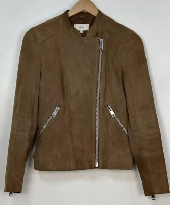 Reiss Women’s Brown Suede Biker Riding Jacket Size UK8 VGC - Image 1 of 4