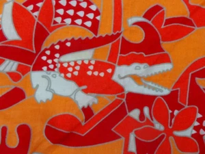 Lacoste Square Scarf Croc Floral Orange Cotton Made in Italy 23x23 - Picture 1 of 4