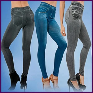Pantalon denim femme jean multi poches taille haute jean imprimé crayon stretch - Photo 1/19