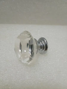 1 Count) Crystal Glass Drawer Knob Pull - Diamond Shaped - 1 ½ Inch Wide - Picture 1 of 1