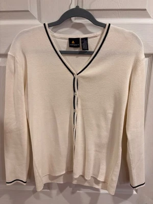 Cárdigan de tenis blanco LizSport suéter cuello en V para mujer talla M de colección Foto 1 de 4