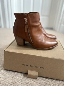 Dune London Tan Leather Paicey Zip Up Ankle Boot Size 8, EU 41, Boxed - Picture 1 of 8