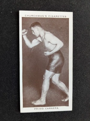 1938 Churchman Boxing Personalities Card # 7 Primo Carnera (EX) - Image 1 of 3