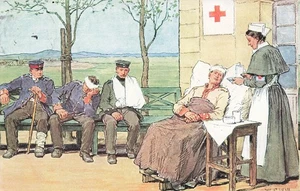 AK 1.WK Croix Rouge Hôpital Soldat Infirmière 1913 Patriotique Carte Postale - Picture 1 of 2