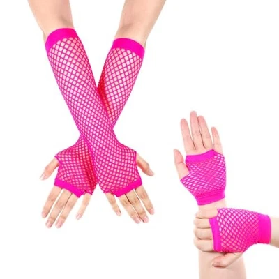 2 pares de guantes de red sin dedos para mujer, brazo sin dedos emo de malla para mujer  Foto 1 de 4