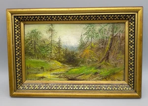 Ölgemälde/Wandbild Holzrahmen Wald Motiv signiert V.Str. Vintage - Bild 1 von 13