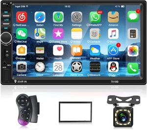 Double Din Car Stereo with Bluetooth and Backup Camera 7 Inch Touch Screen Ca... - Picture 1 of 7