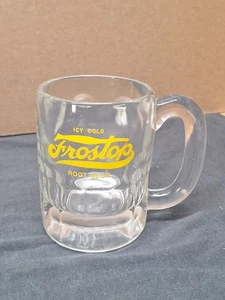 VINTAGE FROSTOP ROOT BEER MUG 12 OZ CLEAR HEAVY DUTY GLASS YELLOW SINGLE SIDED - Picture 1 of 5