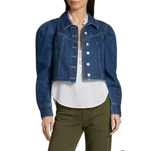 NWT Veronica Beard Sweeney Cropped Puff Sleeve Jean Jacket Size XS - Picture 1 of 15