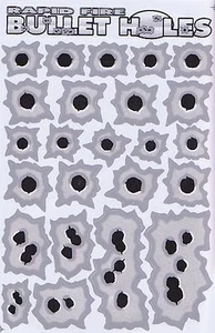A SHEET OF MACHINE GUN RAPID FIRE BULLET HOLES STICKERS - Picture 1 of 1