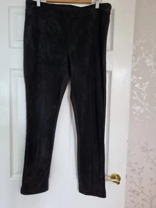 Ladies Episode Size Large Black Trousers Velvet Brushed Feel Front Plain Back - Picture 1 of 9