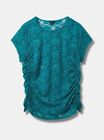 TORRID LACE TOP SHIRT Stretch Crew Neck Cinch Side Tee Fanfare Teal NWT 5 5X 28
