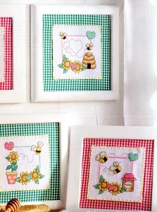 BUSY BEES HONEY BEES 4 PATTERNS FLORAL CROSS STITCH PATTERNS BY LUCIE HEATON - Picture 1 of 2