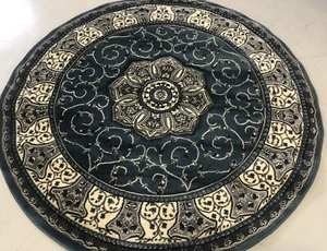 IMPRESIONANTES ALFOMBRAS CIRCULARES 150X150CM TEJIDAS TRASERO TALLADO A MANO AZUL/GRIS GAMAS ALFOMBRAS-ALFOMBRAS - Imagen 1 de 5