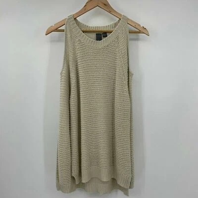 Suéter Pullover Anthropologie Quinn Tejido Waffle Hombros Fríos Crema Mediano Foto 1 de 4