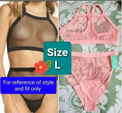 Sujetador de red íntima Honeydew de 2 piezas L y bragas de altura nuevo con etiquetas rosa coral nuevo con etiquetas Foto 1 de 4