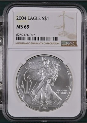 2004 American Silver Eagle $1 NGC MS69 - Image 1 of 2