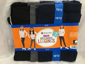 MEMBER’S MARK 3-PACK GIRL’S FAVORITE TAGLESS LEGGINGS XS,S,M,L,XLBlack Gray Navy - Picture 1 of 4