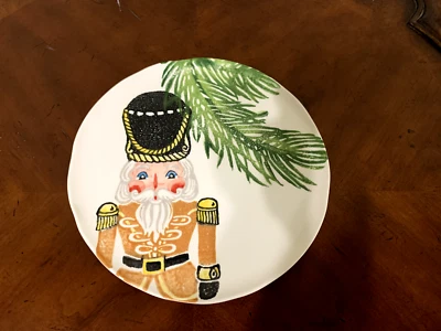 Plato de almuerzo de ensalada Vietri Pottery Cascanueces 9,5 Navidad Italia Foto 1 de 4