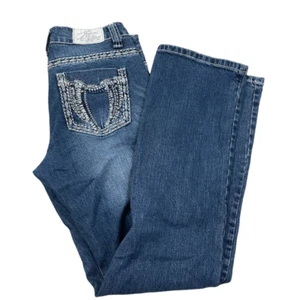 Petrol Women's Jeans 32x31 Hildy Rhinestone Pockets Grunge Y2K 2000s Cute Denim - Picture 1 of 9