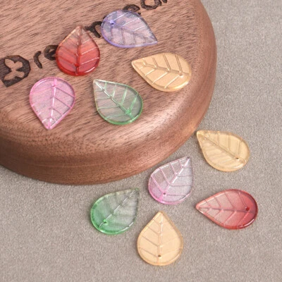 10pcs 18x13mm Leaf Crystal Glass Loose Crafts Pendants Beads lot DIY Jewelry - Image 1 of 4