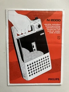 Vintage Philips N2000 Cassette Player 1970’s Operating Instructions Guide Manual - Picture 1 of 5