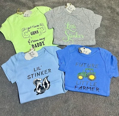 Body Bebé Infantil Una Pieza Humor Divertido 3-6 Meses Lote de 4 Niños Foto 1 de 4