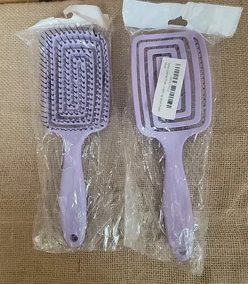 Par de cepillos de pelo curvos de peinado desenredantes cuero cabelludo cabello liso rizado púrpura nuevo Foto 1 de 2
