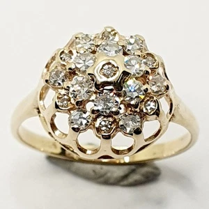 9ct Diamond Cluster Celtic Flower 0.25ct Yellow Gold 375 Ring Size O Hallmarked - Picture 1 of 23