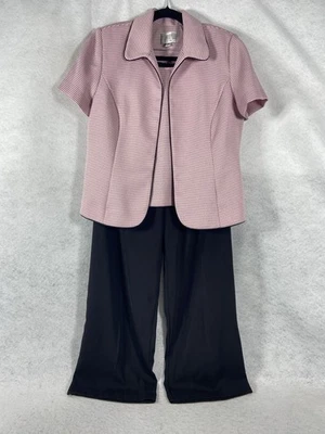 Julian Taylor 3 piezas Pantalón Traje Mujer’s 16 Rosa Negro Blazer Abierto Lunares Nuevo Foto 1 de 4