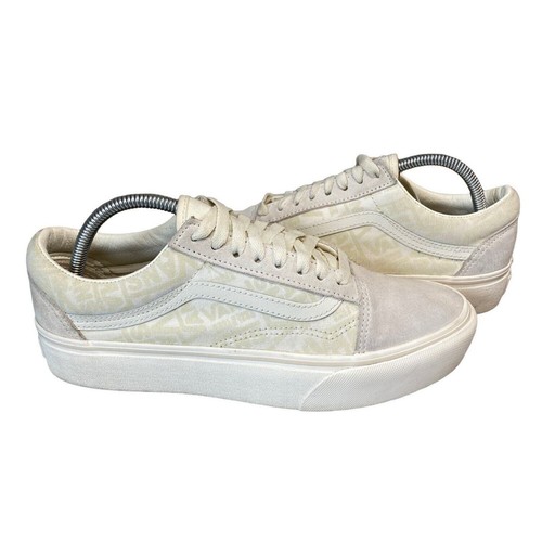 Scarpa sneaker Vans logo stampa all over M8.5 W10 camoscio e tela bianco grigio skater