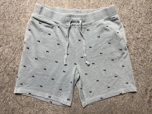 The Black Dog Shorts Mens Large Gray Drawstring Lounge Knit Tri-Blend Dog Print - Picture 1 of 11