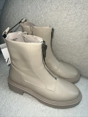 Botas Zara Beige Cremallera Frontal Talla 37 $49,90 Foto 1 de 4