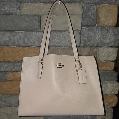 Bolso de hombro de cuero beige COACH C4078 Tatum Carryall * Sin correa bandolera Foto 1 de 4