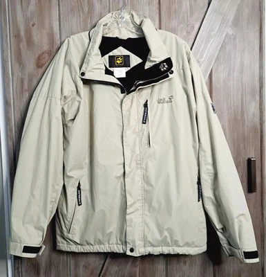Chaqueta JACK WOLFSKIN Para Hombres Mediana Beige Forrada de Vellón Senderismo Camping Aire Libre Utilidad Foto 1 de 4