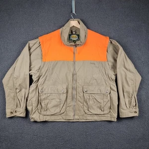 CABELAS Jacket Mens XL Khaki Upland Bird Duck Hunting Shooting High Vis Canvas - Picture 1 of 15