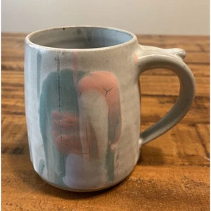 Studio Art Pottery mug Signed “Sara” Pink Blues RARE - Picture 1 of 15