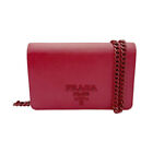 Auth PRADA Crossbody Shoulder Bag Pochette Red Leather - z0723