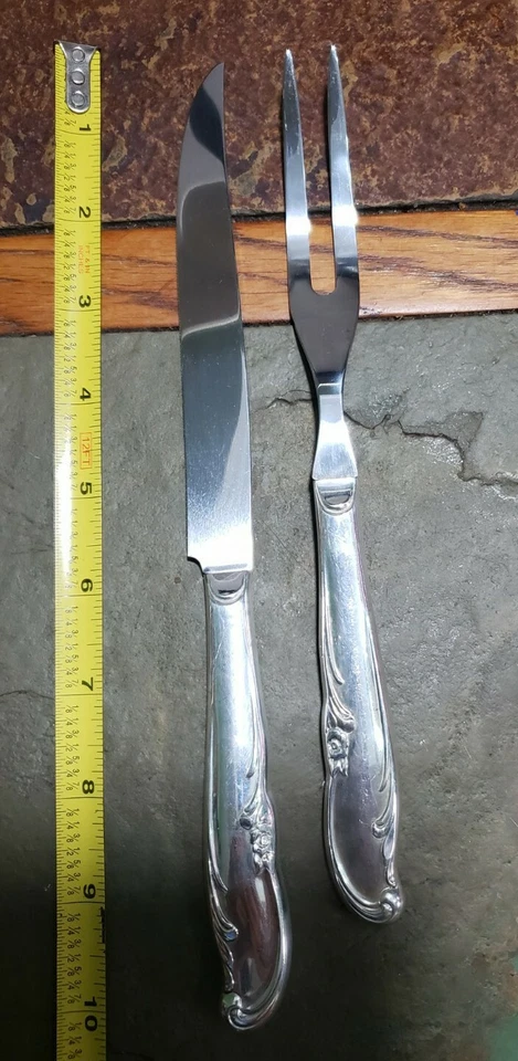 👌MID CENTURY c1959 ALLURE AKA TEATIME 镀银雕刻🍠 套装/刀和叉子  — 第 1/4 张图片