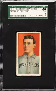 1910 T206 Piedmont 350 Ollie Pickering Minneapolis Millers SGC 40 VG 3 - Picture 1 of 2