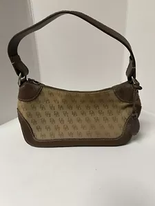 Vintage Dooney And Bourke Handbag Tan Leather Small Logo Shoulder Purse - Picture 1 of 8