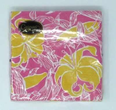 Caspari Luncheon Napkins 20 Count Triple Ply - Jamaica Inn Pink & Yellow Party - Image 1 of 3