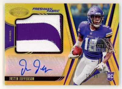 Justin Jefferson 2020 Panini Certified Gold Rookie Patch Autograph Card 15/25 - Image 1 of 2