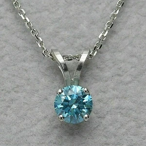 2Ct Round Lab Created Blue Diamond Daily wear Womens Pendant 14k White Gold Over - Picture 1 of 6