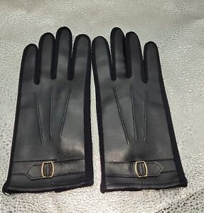 VTG MCM Fourchettes Black Vinyl Fleeced Lined Women's Gloves One SZ Mde In Japan