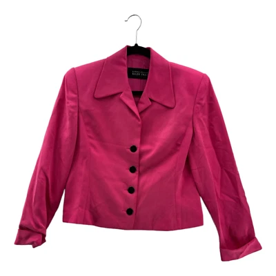 Ellen Tracy Womens Blazer Jacket Pink Waist Length 4-Button Collar 100% Silk 8 - Image 1 of 4